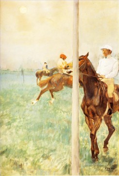 jockeys before the start with flagpoll 1879 Edgar Degas Oil Paintings